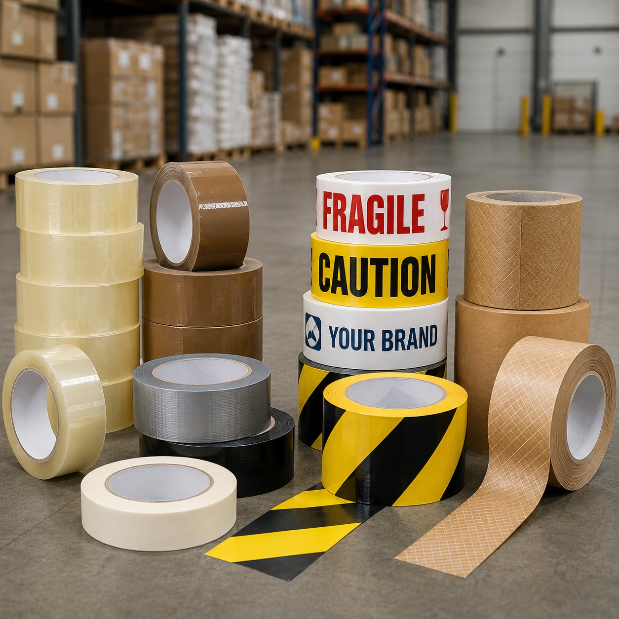 Industrial, branded and warning tapes