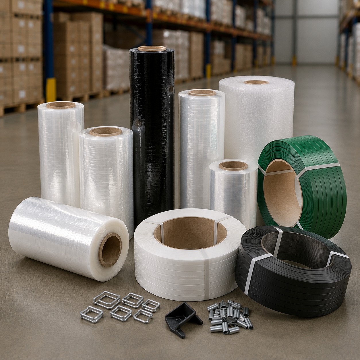 Pallet stretch wrap, shrink film and strapping